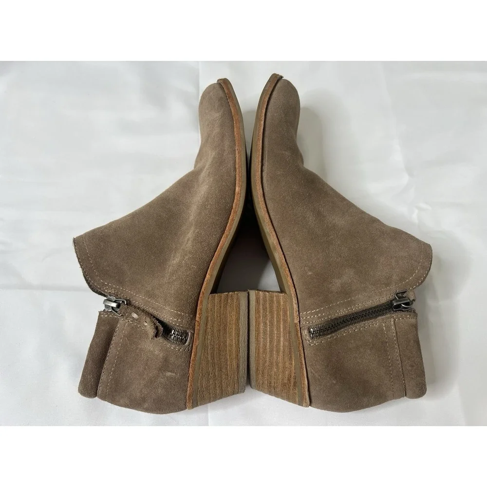 Steve Madden Tobii Suede Taupe Leather‎ Ankle Boho Booties Boots Side Zip Size 8